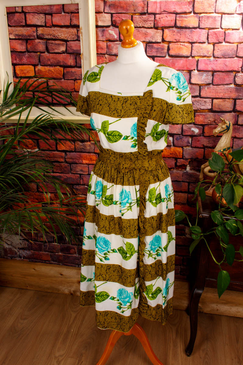 50s Sommerkleid grün Muster