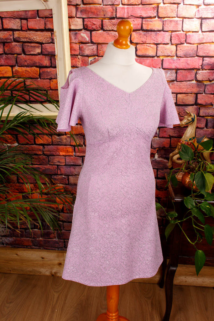 60s Minikleid lila Glitzer 60er 70er Abendmode Disco Frau lila real-disco real-rockabilly Rockabilly S 36-38 Schlager Special vintageberlin.de