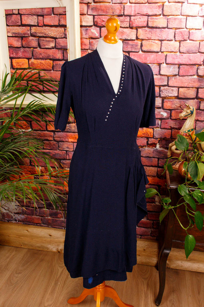 40er Jahre Abendkleid blau Glitzer 40er Abendmode blau Charleston Flapper&Charleston Frau M 40-42 real-rockabilly Rockabilly Special vintageberlin.de