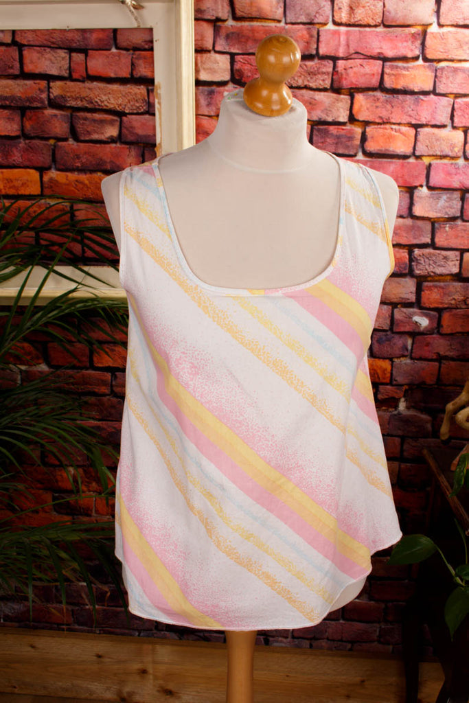 DDR Top rosa weiß Regenbogen 70er 80er bunt DDR Disco Frau L 44-46 M 40-42 Rockabilly Special vintageberlin.de