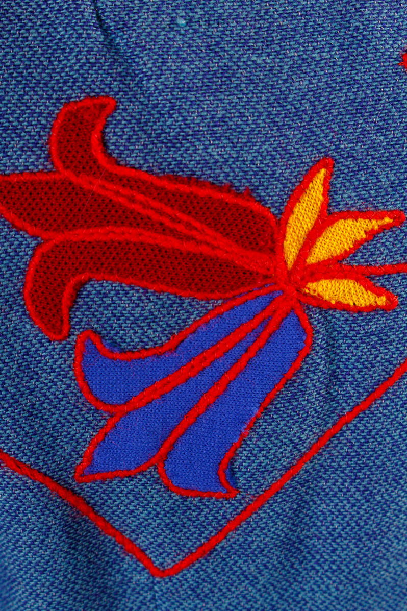 60s Boho Kostüm blau bunt bestickt