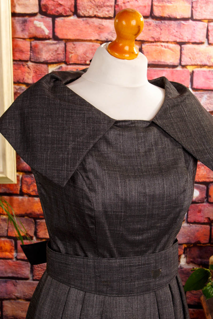 50s Rockabella Kleid grau 40er 50er 60er Frau grau real-rockabilly Rockabilly Special XS 32-34 vintageberlin.de