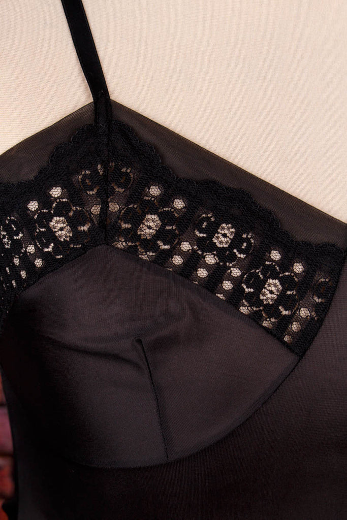 Vintage Nylon Unterkleid schwarz 70er Frau M 40-42 Rockabilly schwarz Sekretärin Special vintageberlin.de