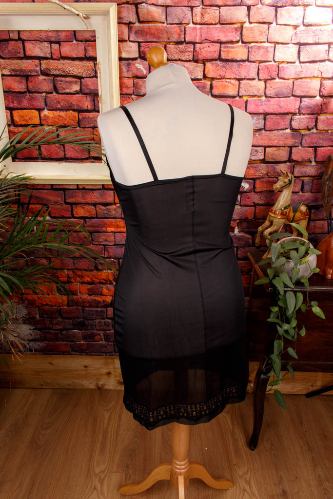 Vintage Nylon Unterkleid schwarz 70er Frau M 40-42 Rockabilly schwarz Sekretärin Special vintageberlin.de