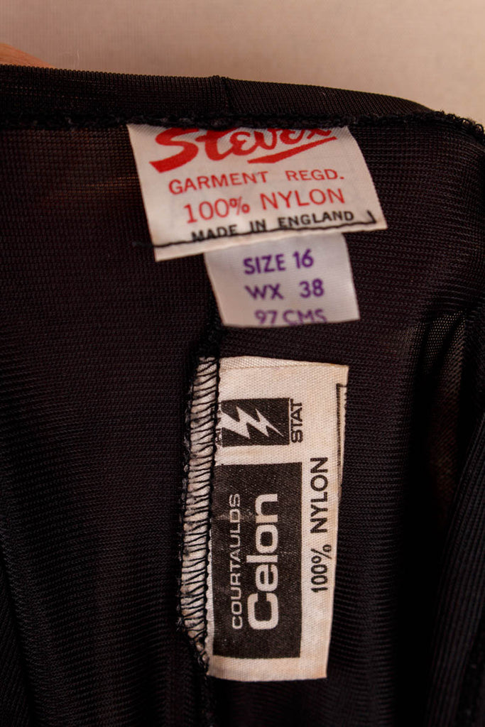 Vintage Nylon Unterkleid schwarz 70er Frau M 40-42 Rockabilly schwarz Sekretärin Special vintageberlin.de