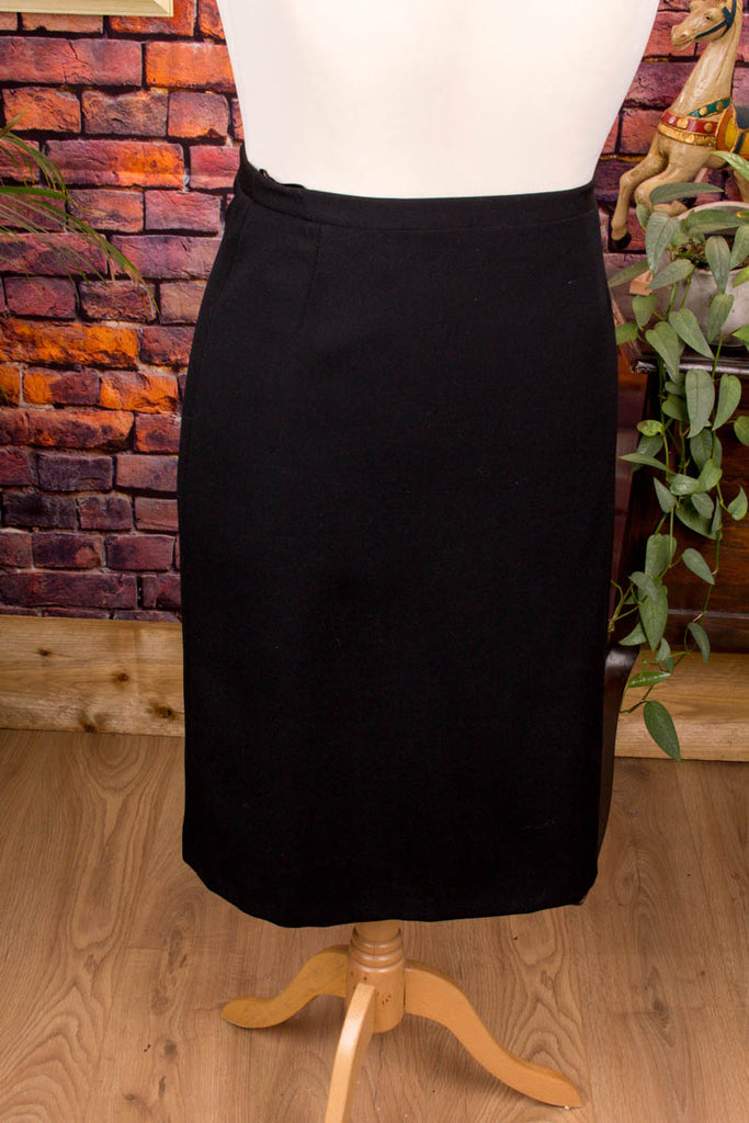70s Kostüm schwarz Wolle 70er Frau M 40-42 Rockabilly schwarz Sekretärin Special vintageberlin.de