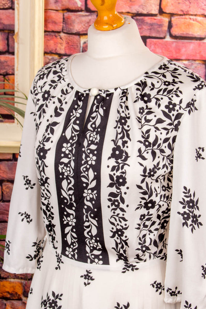 Hippie Boho Stretchkleid schwarz-weiß 70er Boho bunt Frau Hippie M 40-42 real-rockabilly Rockabilly Schlager Special weiß vintageberlin.de