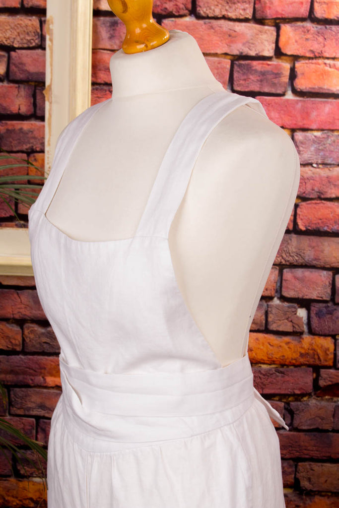 POSSE Overall weiß Leinen Boho Designer Frau Special weiß XS 32-34 vintageberlin.de