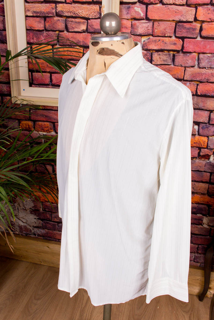 70s Nylon Hemd weiß gold 60er 70er Dandy Disco gold L 52-54 Mann real-disco real-rockabilly Rockabilly Schlager Special weiß XL 56-58 vintageberlin.de