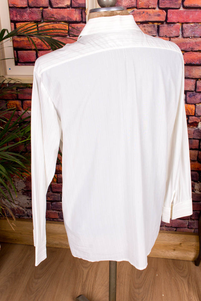 70s Nylon Hemd weiß gold 60er 70er Dandy Disco gold L 52-54 Mann real-disco real-rockabilly Rockabilly Schlager Special weiß XL 56-58 vintageberlin.de