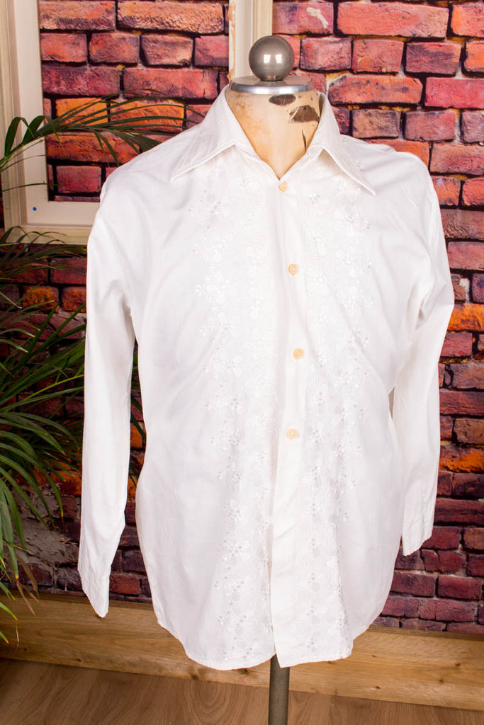 70s Hemd weiß bestickt Default Title 60er 70er Dandy Disco L 52-54 M 48-50 Mann real-disco real-rockabilly Rockabilly Schlager Special weiß vintageberlin.de