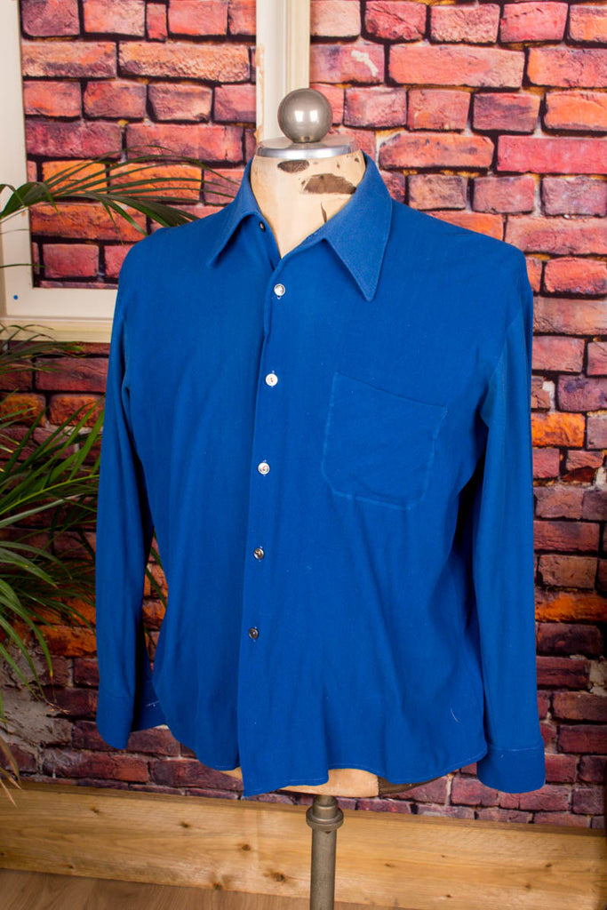 70s Hemd blau Nylon Velours Default Title 60er 70er blau Dandy Disco L 52-54 M 48-50 Mann real-disco real-rockabilly Rockabilly Schlager Special vintageberlin.de