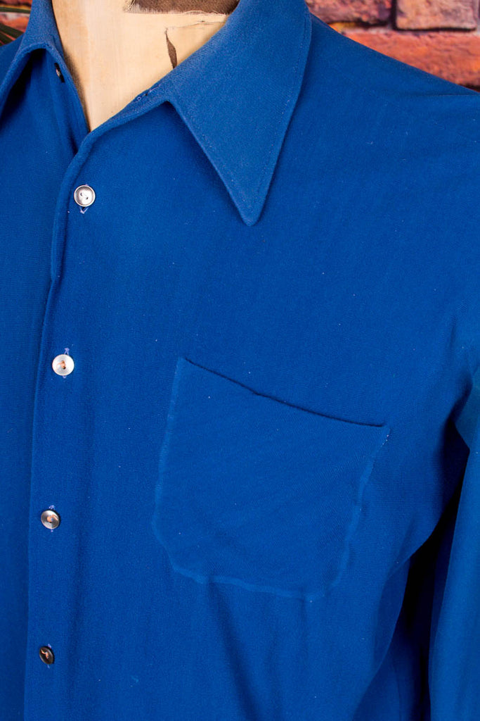 70s Hemd blau Nylon Velours 60er 70er blau Dandy Disco L 52-54 M 48-50 Mann real-disco real-rockabilly Rockabilly Schlager Special vintageberlin.de
