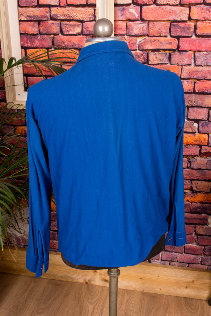 70s Hemd blau Nylon Velours 60er 70er blau Dandy Disco L 52-54 M 48-50 Mann real-disco real-rockabilly Rockabilly Schlager Special vintageberlin.de