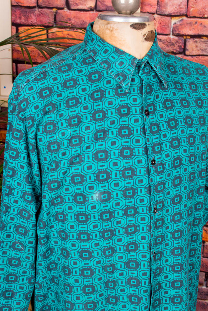 60s VEB Baumwollhemd türkis 50er 60er 70er Dandy DDR Disco L 52-54 M 48-50 Mann real-rockabilly Rockabilly Schlager Special türkis vintageberlin.de