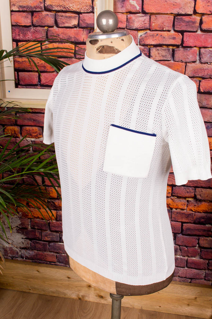 60s Herren Shirt Strick VEB 50er 60er Dandy DDR Disco M 48-50 Mann real-disco real-rockabilly Rockabilly S 44-46 Schlager Special weiß vintageberlin.de