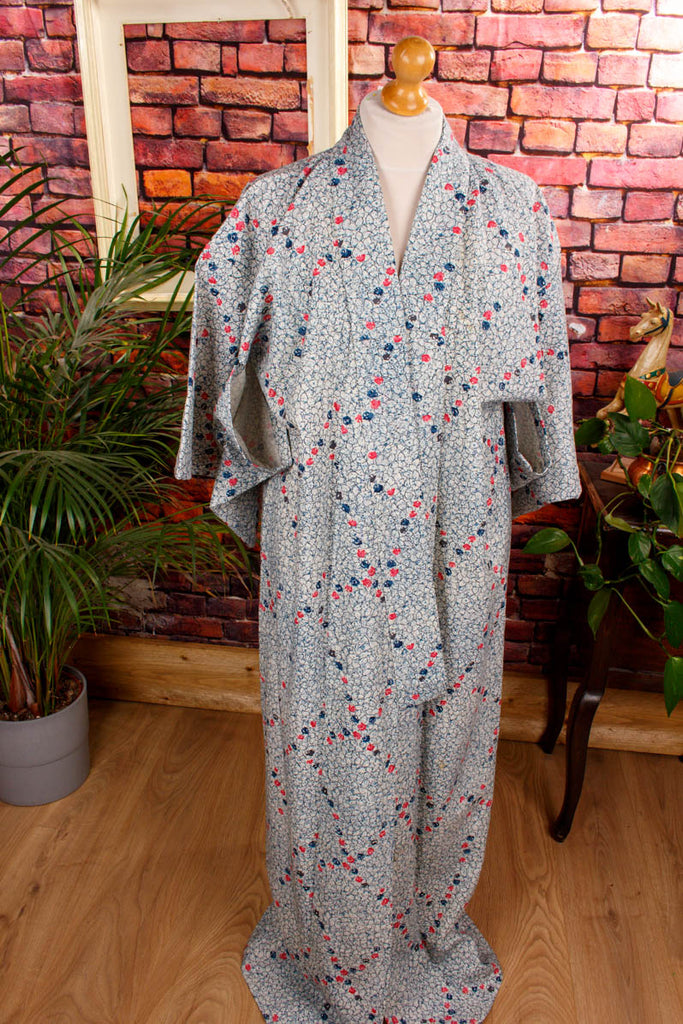 Vintage Kimono petrol Muster 80er 90er blau Boho Frau grau L 44-46 L 52-54 M 40-42 M 48-50 S 36-38 S 44-46 Special türkis vintageberlin.de
