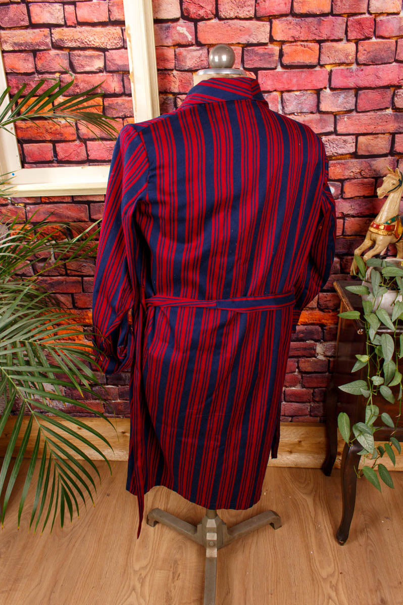 Herren Morgenrock blau rot Wollmix