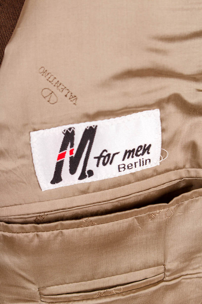 Vintage Valentino Sakko kariert 70er 80er beige Dandy Designer M 48-50 Mann orange Schlager Special vintageberlin.de