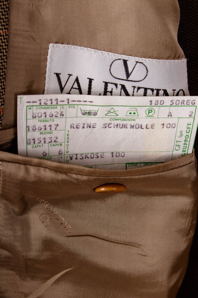 Vintage Valentino Sakko kariert 70er 80er beige Dandy Designer M 48-50 Mann orange Schlager Special vintageberlin.de