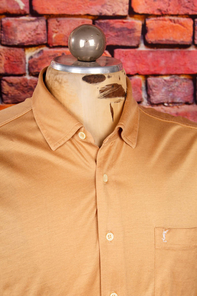 Vintage YSL Hemd gold-beige 90er beige Dandy Designer gold L 52-54 Mann Special XL 56-58 vintageberlin.de