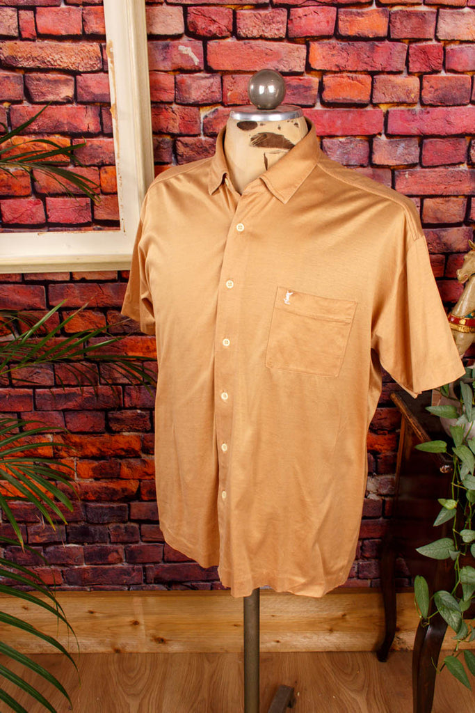 Vintage YSL Hemd gold-beige 90er beige Dandy Designer gold L 52-54 Mann Special XL 56-58 vintageberlin.de
