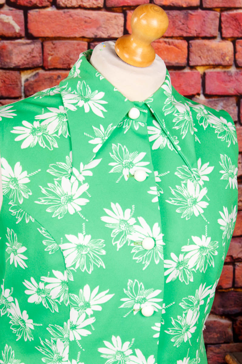70s Schlagerkleid grasgrün