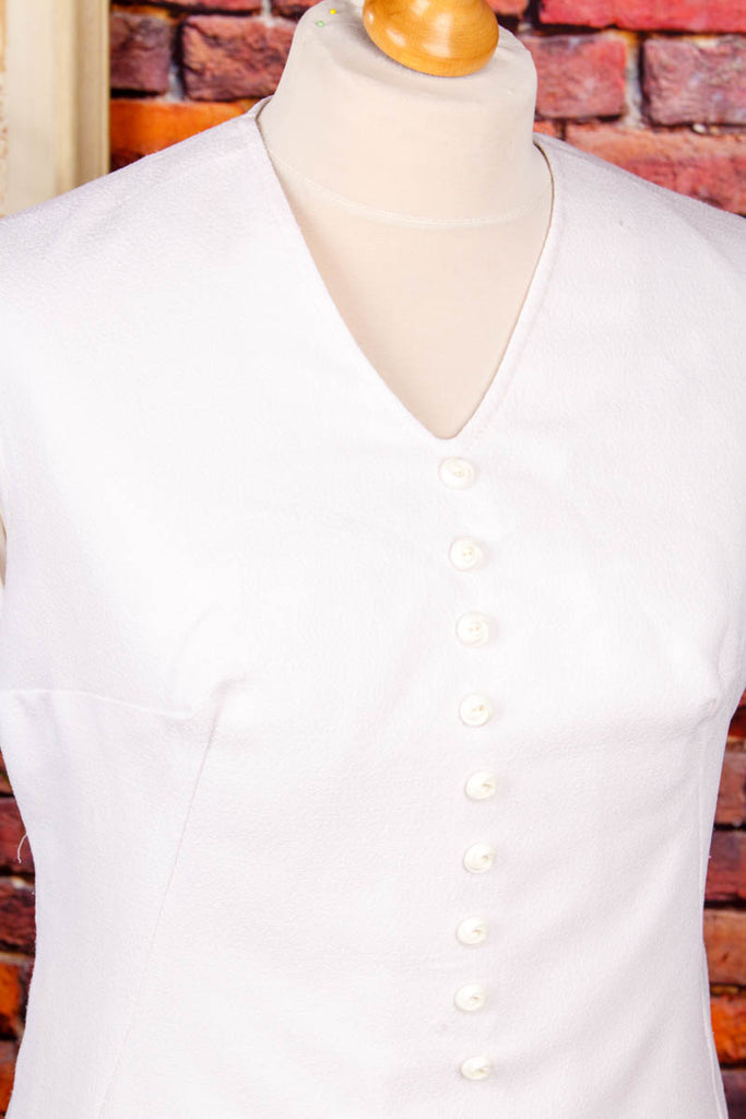 60s Etuikleid weiß 60er 70er Boho Disco Frau Hochzeit M 40-42 real-boho real-disco real-rockabilly Rockabilly Schlager Special weiß vintageberlin.de