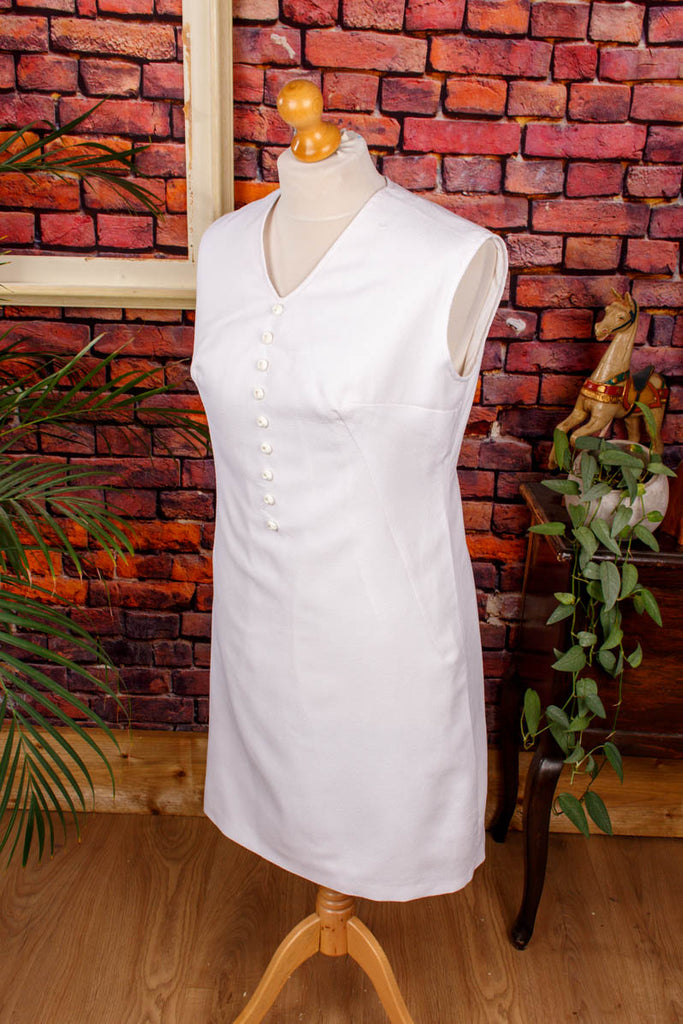 60s Etuikleid weiß 60er 70er Boho Disco Frau Hochzeit M 40-42 real-boho real-disco real-rockabilly Rockabilly Schlager Special weiß vintageberlin.de