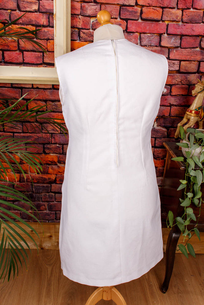 60s Etuikleid weiß 60er 70er Boho Disco Frau Hochzeit M 40-42 real-boho real-disco real-rockabilly Rockabilly Schlager Special weiß vintageberlin.de