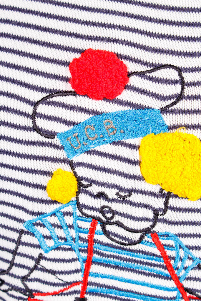 Benetton Ringelshirt Clown 90er blau Designer Frau L 44-46 Special weiß vintageberlin.de