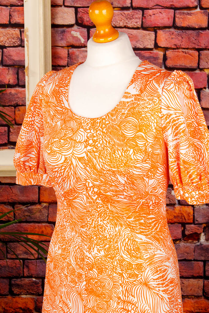 Hippiekleid Maxikleid orange 60er 70er Boho Frau Hippie M 40-42 orange real-boho S 36-38 Schlager Special vintageberlin.de