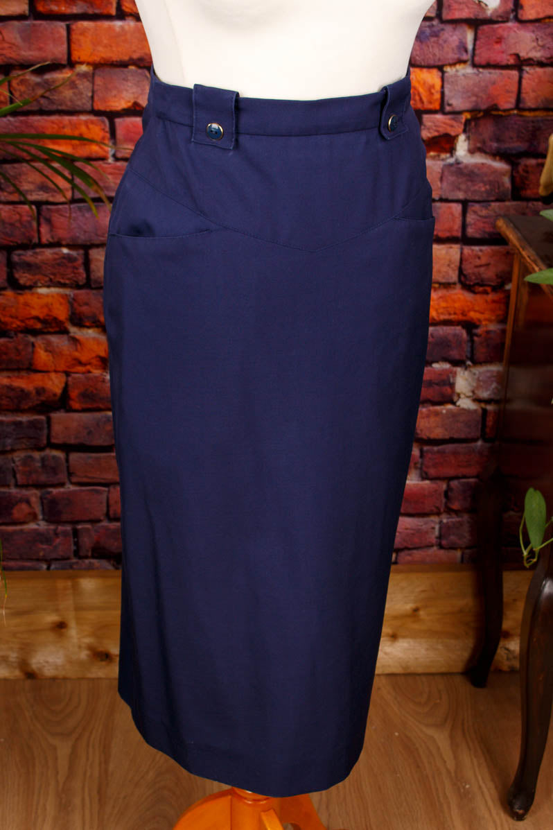 Bleistiftrock blau VEB Default Title 80er blau DDR Frau real-rockabilly Rockabilly S 36-38 Sekretärin Special vintageberlin.de