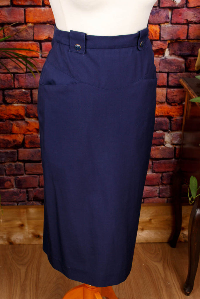 Bleistiftrock blau VEB Default Title 80er blau DDR Frau real-rockabilly Rockabilly S 36-38 Sekretärin Special vintageberlin.de