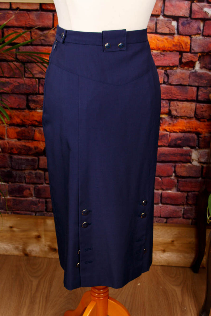 Bleistiftrock blau VEB 80er blau DDR Frau real-rockabilly Rockabilly S 36-38 Sekretärin Special vintageberlin.de