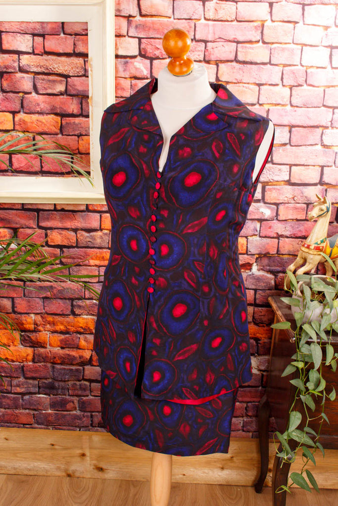 60s Avantgarde Minirock + Tunika Seide Default Title 50er 60er 70er Abendmode blau Boho bunt Disco Frau lila M 40-42 pink real-boho real-disco Rockabilly Schlager Special vintageberlin.de