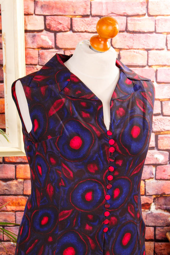 60s Avantgarde Minirock + Tunika Seide 50er 60er 70er Abendmode blau Boho bunt Disco Frau lila M 40-42 pink real-boho real-disco Rockabilly Schlager Special vintageberlin.de