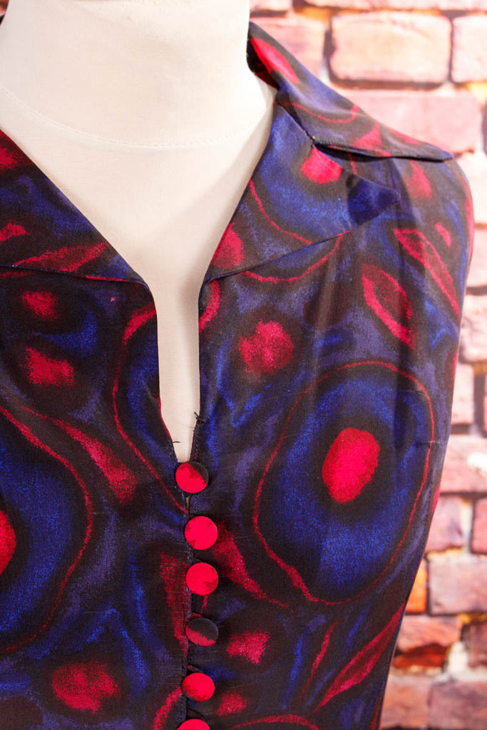 60s Avantgarde Minirock + Tunika Seide 50er 60er 70er Abendmode blau Boho bunt Disco Frau lila M 40-42 pink real-boho real-disco Rockabilly Schlager Special vintageberlin.de