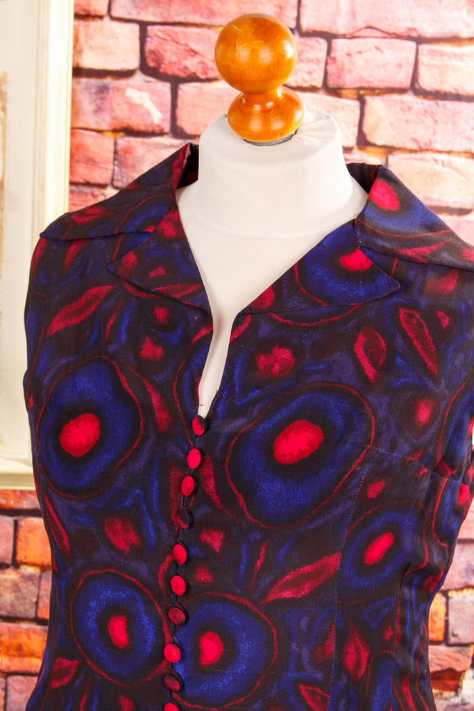 60s Avantgarde Minirock + Tunika Seide 50er 60er 70er Abendmode blau Boho bunt Disco Frau lila M 40-42 pink real-boho real-disco Rockabilly Schlager Special vintageberlin.de