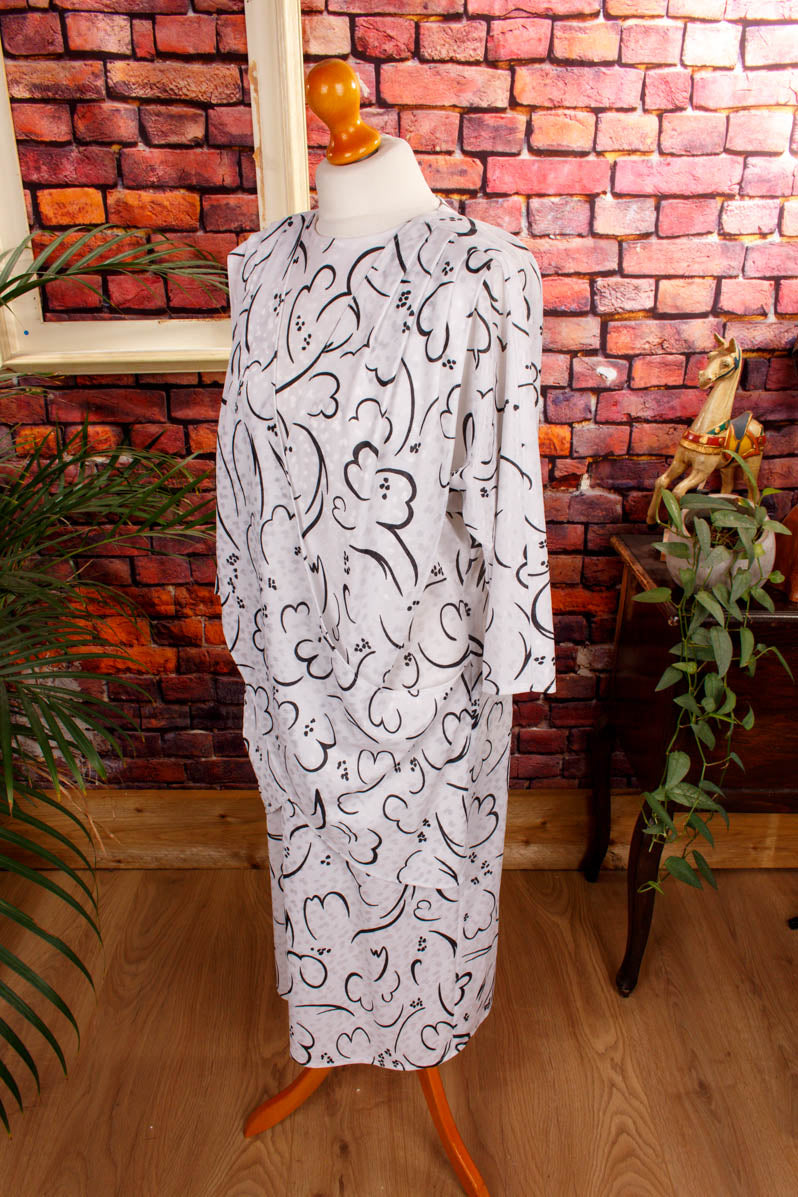 80er Power Dress weiß Muster