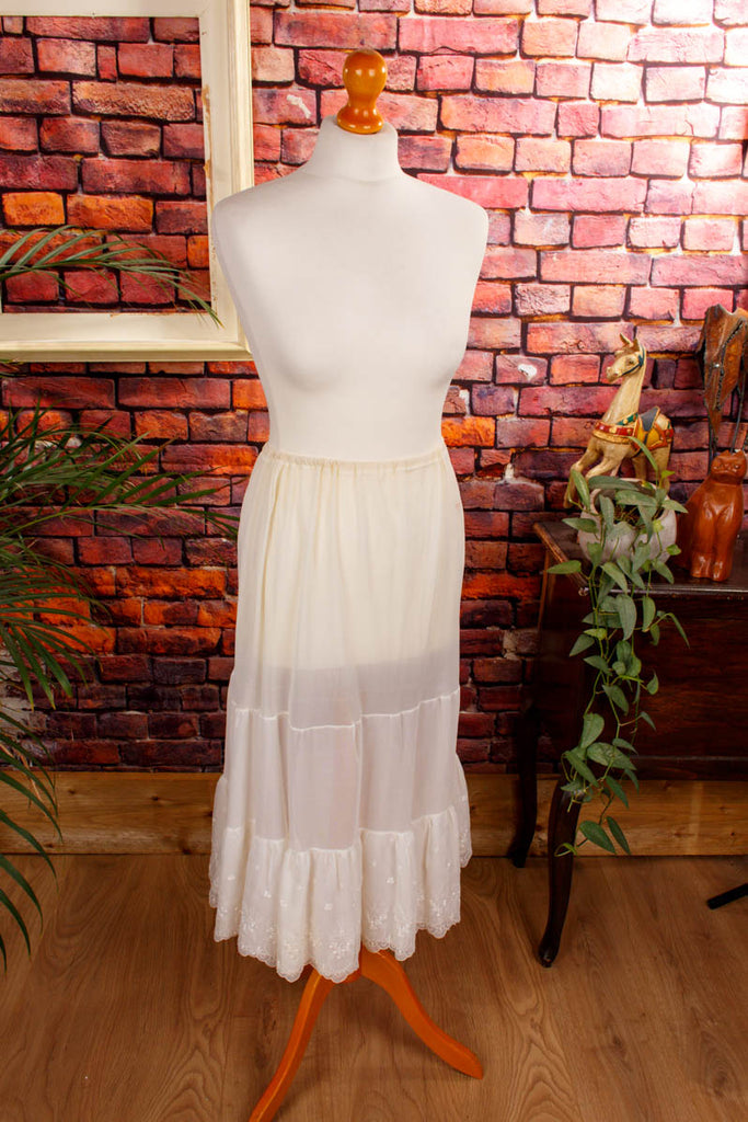 Perlon Unterrock cremeweiß 50er 60er 70er beige Boho Dirndl Frau M 40-42 real-boho real-rockabilly Rockabilly S 36-38 Special viktorianisch weiß vintageberlin.de