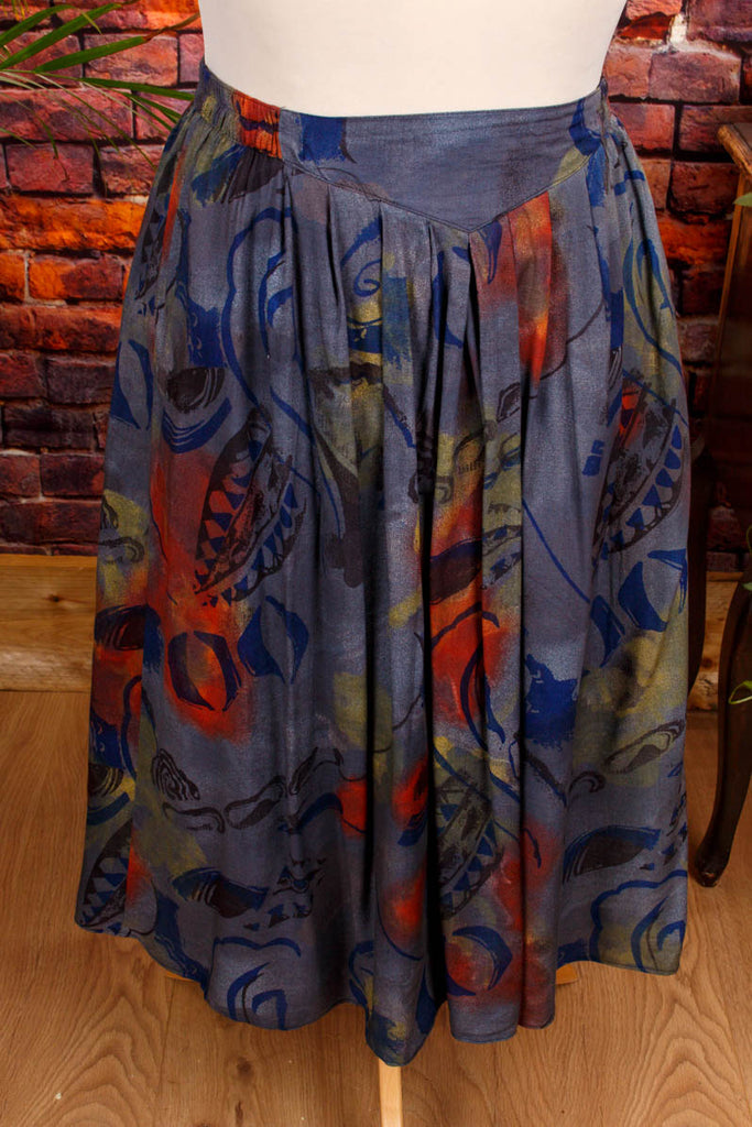 90s Viskoserock bunt Muster Default Title 90er Boho bunt Frau grau L 44-46 orange real-boho Special XL 48-50 vintageberlin.de