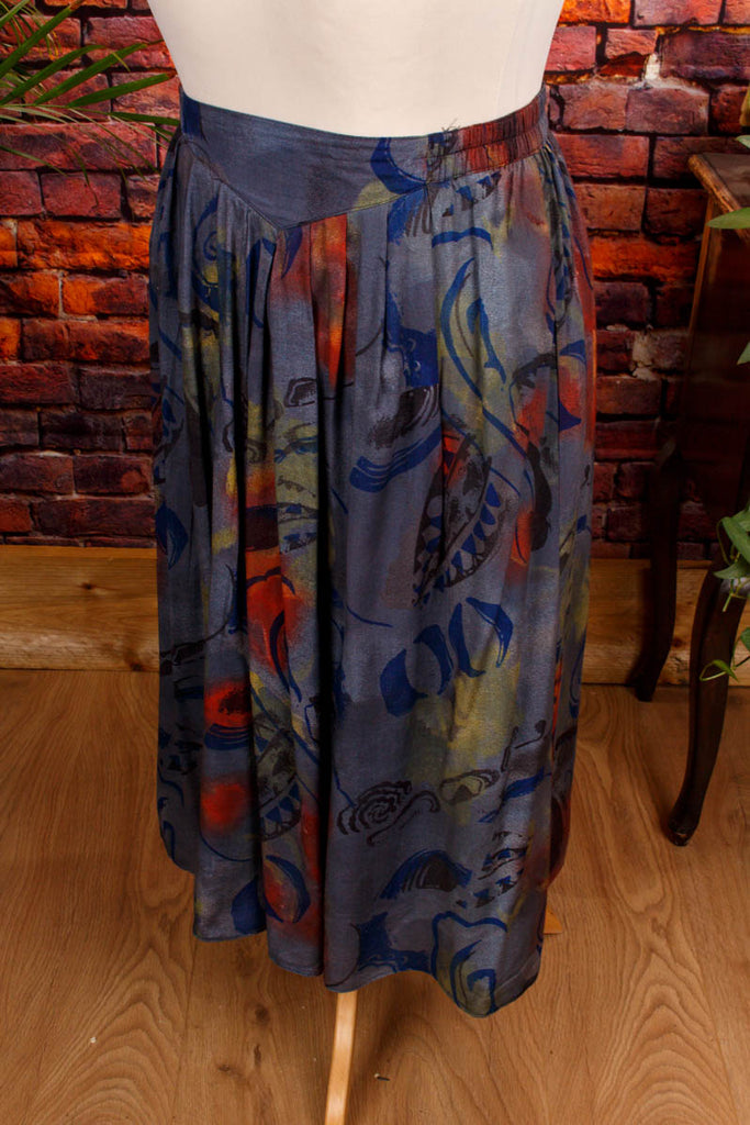 90s Viskoserock bunt Muster 90er Boho bunt Frau grau L 44-46 orange real-boho Special XL 48-50 vintageberlin.de