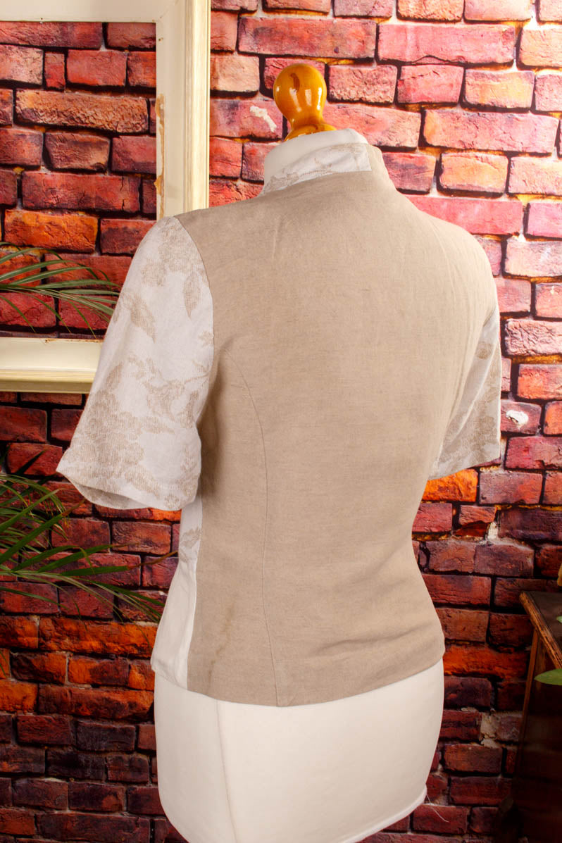 Leinenmix Bluse beige Patchwork