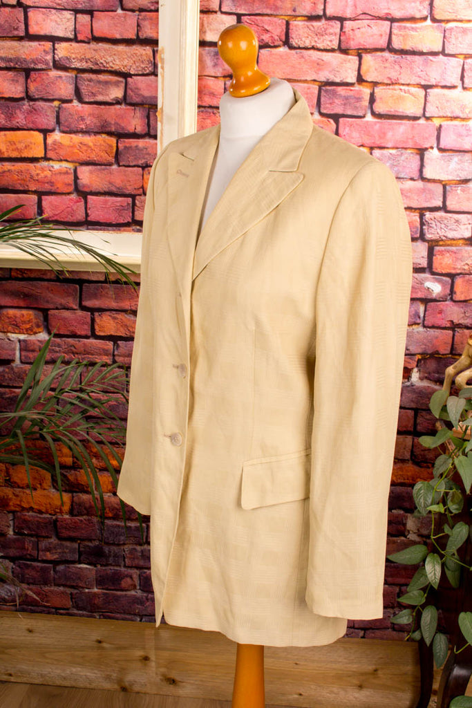 Leinenmix Blazer beige gold Default Title 80er 90er beige Designer Frau gold M 40-42 S 36-38 Sekretärin Special vintageberlin.de