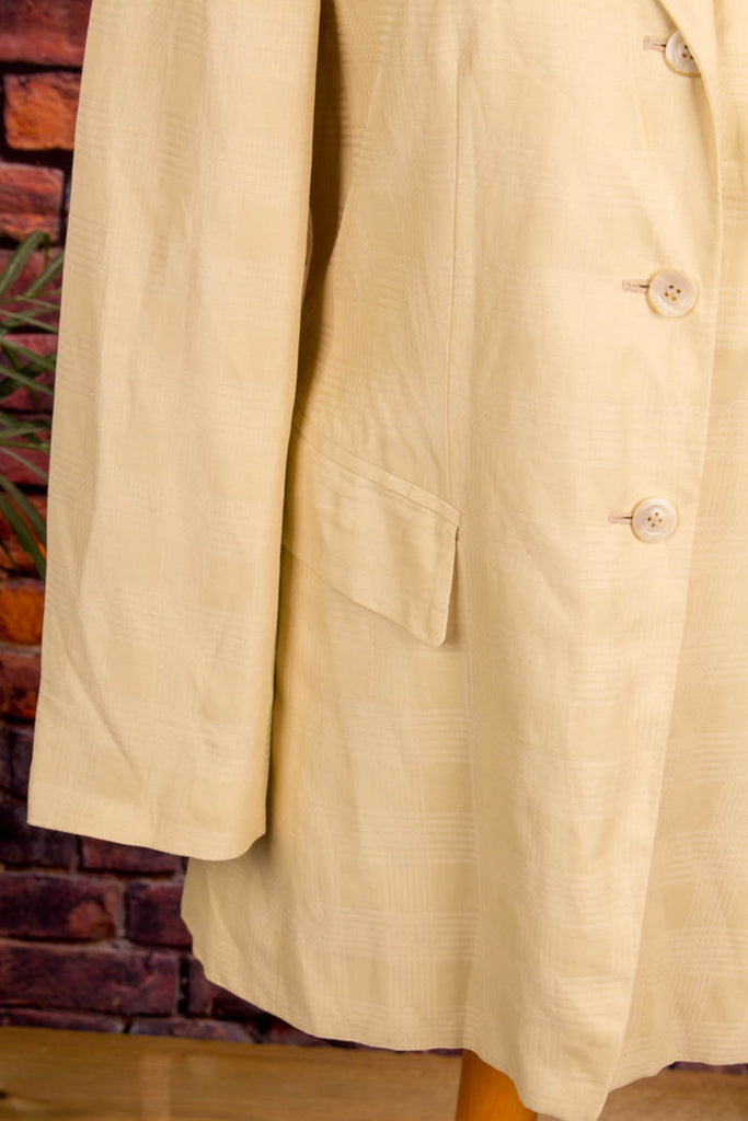 Leinenmix Blazer beige gold 80er 90er beige Designer Frau gold M 40-42 S 36-38 Sekretärin Special vintageberlin.de
