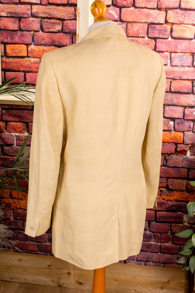 Leinenmix Blazer beige gold 80er 90er beige Designer Frau gold M 40-42 S 36-38 Sekretärin Special vintageberlin.de