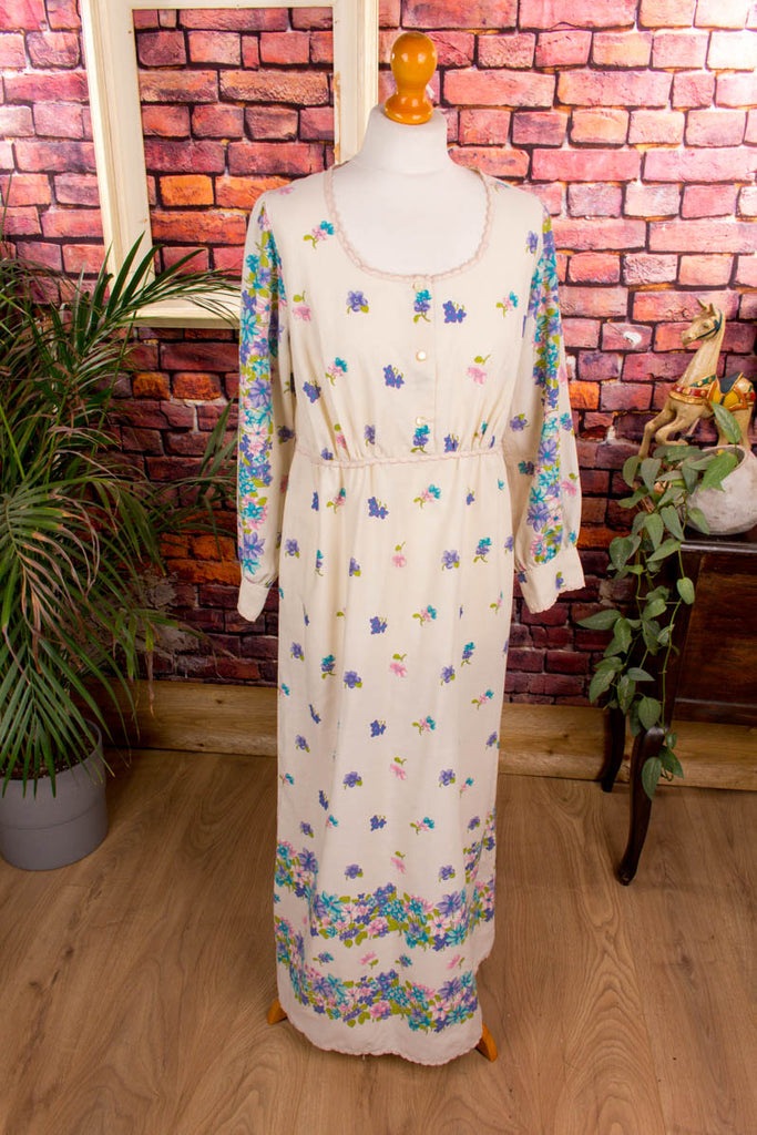 70s Nachtkleid Hauskleid Blumen 60er 70er Boho bunt Frau Hippie M 40-42 Rockabilly Schlager Special vintageberlin.de