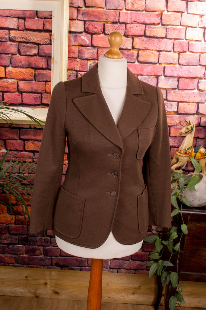 60s Wolle Blazer braun 60er 70er braun Dandy Disco Frau real-disco real-rockabilly Rockabilly S 36-38 Schlager Special vintageberlin.de