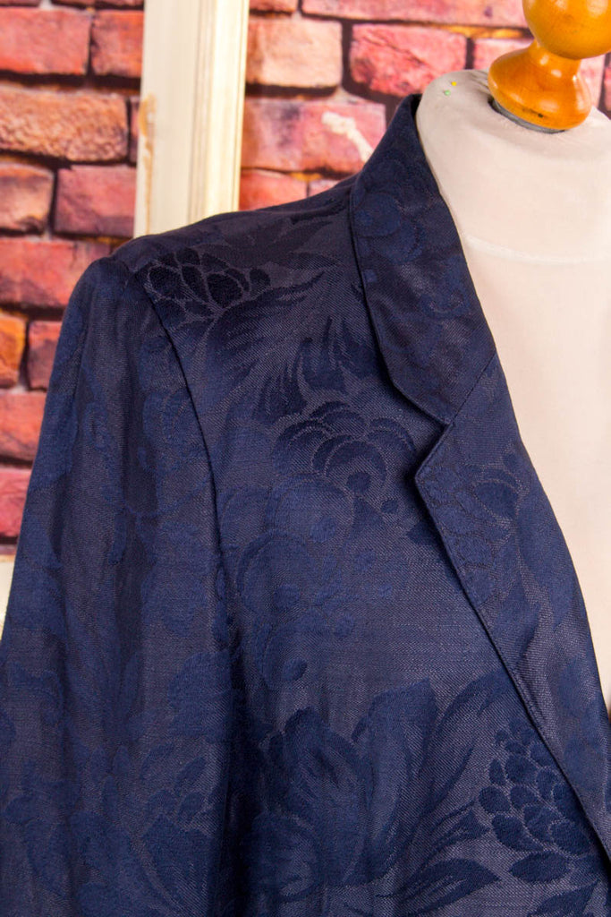 80s Blazer blau Brokat Leinenmix 80er 90er blau Boho Dandy Disco Frau L 44-46 real-80er real-rockabilly Rockabilly Schlager Special vintageberlin.de